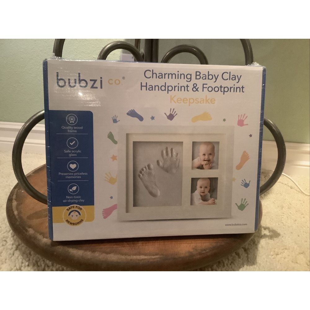 New Bubzi Co. Charming Baby Clay Handprint & Footprint Keepsake Picture Frame